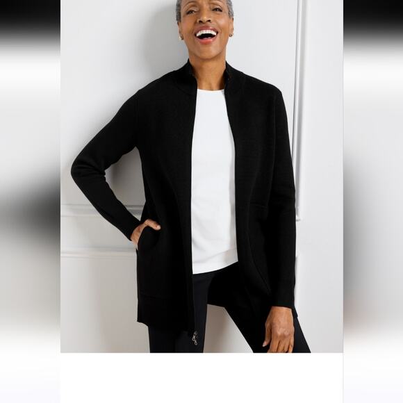 Talbots Sweaters - T by Talbots Thermolite Blend Zip Cardigan Rib Knit Trim Pockets